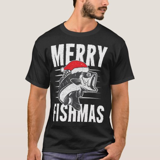 サンタにまた魚を取られた - フィッシング デザイン Tシャツ (正面)