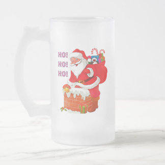 サンタにクリスマスプレゼントを！ホー！ホー！ フロストグラスビールジョッキ