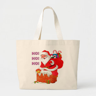 サンタにクリスマスプレゼントを!ホー!ホー! ラージトートバッグ