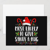 サンタにハグしそうな家族のクリスマス 招待状 (正面/裏面)