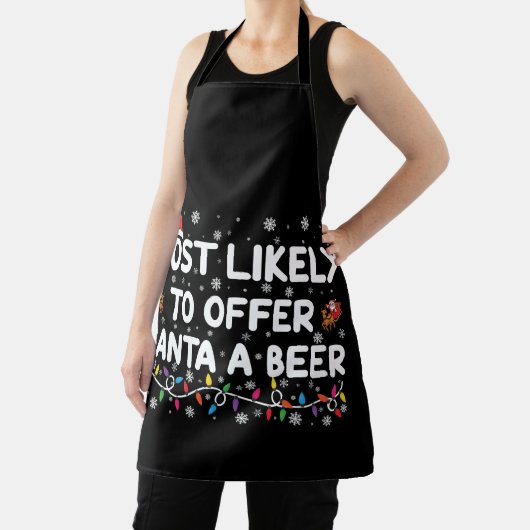 サンタにビールのクリスマスライトを提供する可能性が高い エプロン (インサイチュ)