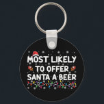 サンタにビールのクリスマスライトを提供する可能性が高い キーホルダー<br><div class="desc">サンタにビールのクリスマスライトサンタハットを提供する可能性が最も高い</div>