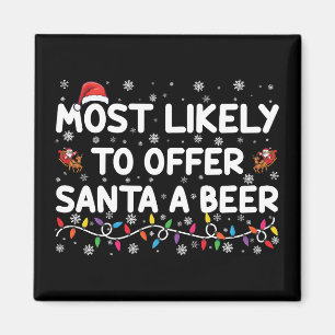 サンタにビールのクリスマスライトを提供する可能性が高い マグネット