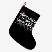 サンタにビールのクリスマスライトを提供する可能性が高い ラージクリスマスストッキング (正面 (吊り時))