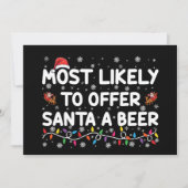 サンタにビールのクリスマスライトを提供する可能性が高い 招待状 (正面)