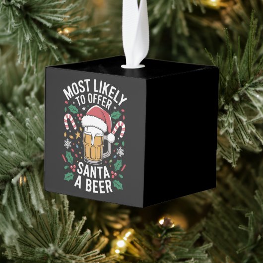 サンタにビールのファミリーマッチングを提供する可能性が最も高い キューブオーナメント (ツリー)