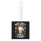 サンタにビールのファミリーマッチングを提供する可能性が最も高い キューブオーナメント (正面)
