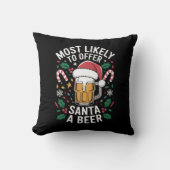 サンタにビールのファミリーマッチングを提供する可能性が最も高い クッション (正面)