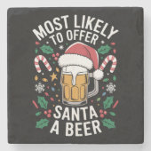 サンタにビールのファミリーマッチングを提供する可能性が最も高い ストーンコースター (正面)