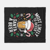 サンタにビールのファミリーマッチングを提供する可能性が最も高い フリースブランケット (正面(横))