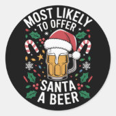 サンタにビールのファミリーマッチングを提供する可能性が最も高い ラウンドシール (正面)