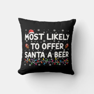 サンタにビールを勧めそうなクリスマス ライト クッション