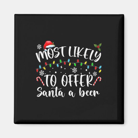 サンタにビールを勧めそうな人 楽しい飲酒クリスマス マグネット (正面)