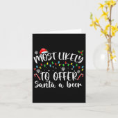 サンタにビールを勧める可能性が最も高い 楽しい飲み物 クリスマス カード (黄色い花)