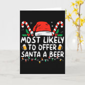 サンタにビールを勧める可能性が最も高い 楽しい飲酒クリスマス カード (黄色い花)