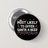 サンタにビールを勧める可能性大 クリスマス ライト 缶バッジ (正面&裏面)