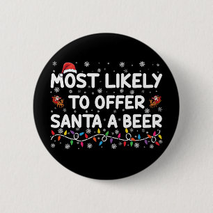 サンタにビールを勧める可能性大 クリスマス ライト 缶バッジ