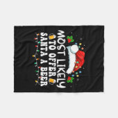 サンタにビールを飲むCを提供するおもしろい可能性が最も高い フリースブランケット (正面(横))