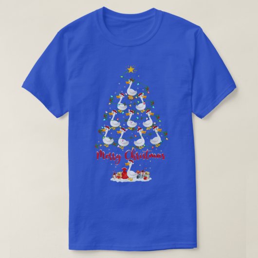 サンタにマッチする雪のガチョウの恋人ガチョウのクリスマス Tシャツ (デザイン正面)