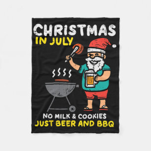 サンタにミルクとクッキーじゃない BBQ クリスマスインサマー フリースブランケット