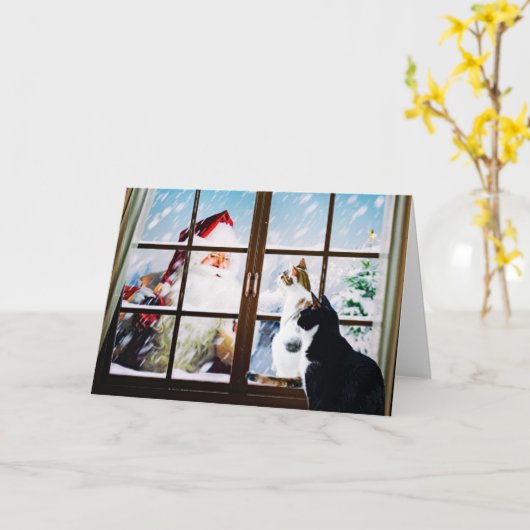 サンタに会う カード (黄色い花)