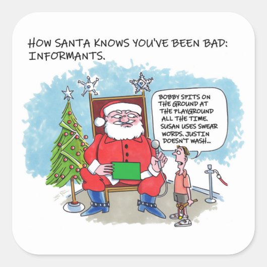 サンタに大きな四角のステッカーを伝える スクエアシール (正面)