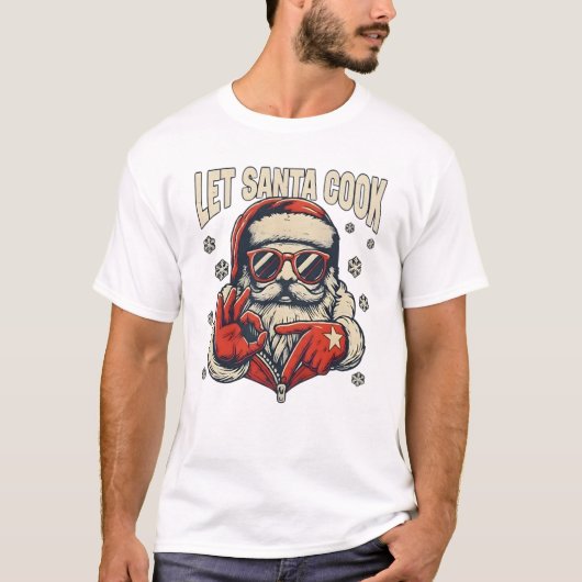 サンタに料理させて 六七 メメ クールなクリスマス Tシャツ (正面)