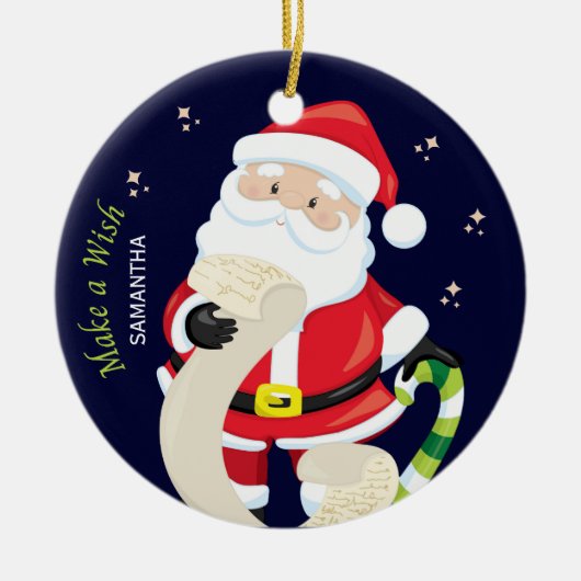 サンタに願いを叶える セラミックオーナメント (正面)