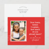 サンタに願いを 編集可能 カラー ホリデー カード ポストカード (正面/裏面)