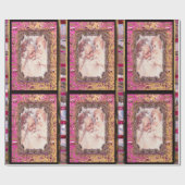 サンタのあごひげのクリスマスを引っ張ビクトリアンる ラッピングペーパー (フラット)