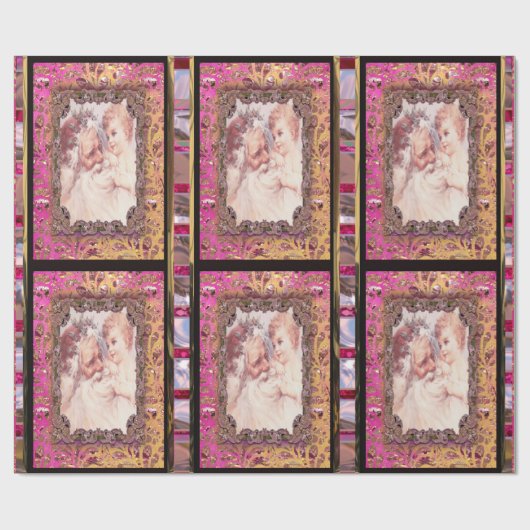 サンタのあごひげのクリスマスを引っ張ビクトリアンる ラッピングペーパー (フラット)