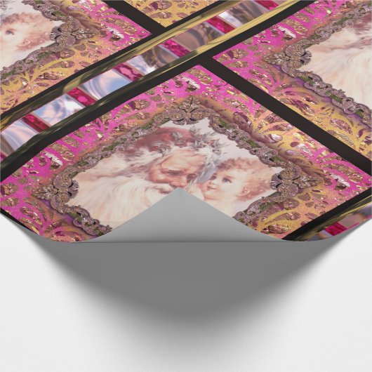 サンタのあごひげのクリスマスを引っ張ビクトリアンる ラッピングペーパー (コーナー)