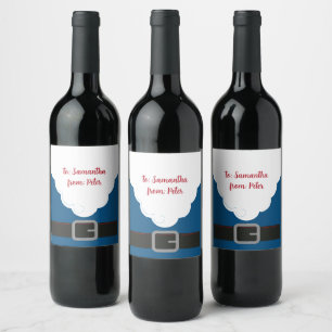 サンタのあごひげ いい子にしてたかな - コバルトブルー ワインラベル