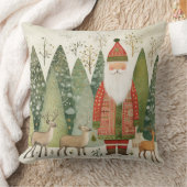サンタのあるスカンジナビアのクリスマスウィンターフォレスト クッション (ブランケット)
