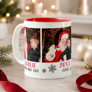 サンタのいい子リスト 赤い写真 クリスマス ツートーンマグカップ