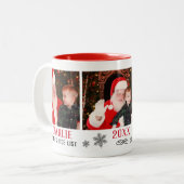 サンタのいい子リスト 赤い写真 クリスマス ツートーンマグカップ (正面左)
