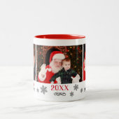 サンタのいい子リスト 赤い写真 クリスマス ツートーンマグカップ (中央)