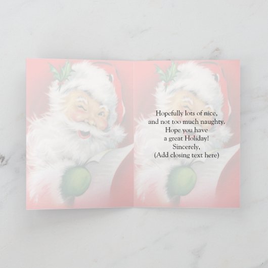 サンタのいけないですかニースのまばたきの挨拶 シーズンカード (内部)