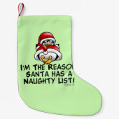 サンタのいけないリストのクリスマスのペンギン スモールクリスマスストッキング (正面)