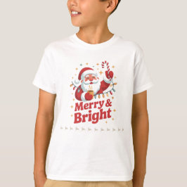 サンタのいるメリー&ブライトな子供用クリスマスTシャツ Tシャツ