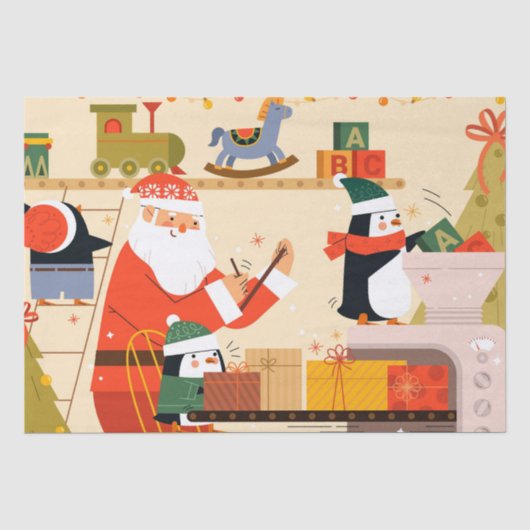 サンタのおもちゃワークショップクリスマス 薄葉紙 (正面)