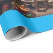 サンタのおもちゃワークショップホリデーマットラップ紙 ラッピングペーパー (ロールコーナー)