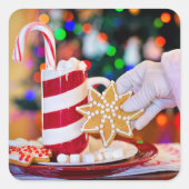 サンタのおやつりステッカー スクエアシール (正面)