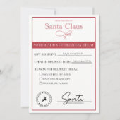サンタのお届け遅延通知 編集可能 シーズンカード (正面)