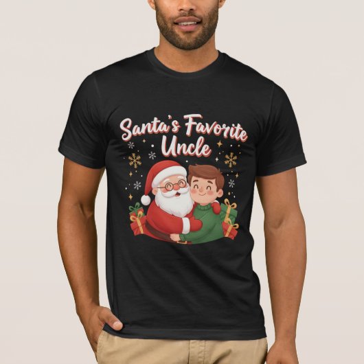 サンタのお気に入りのおじ | かわいい家族のクリスマスデザイン Tシャツ (正面)