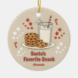 サンタのお気に入りのおやつ 楽しいクリスマス セラミックオーナメント