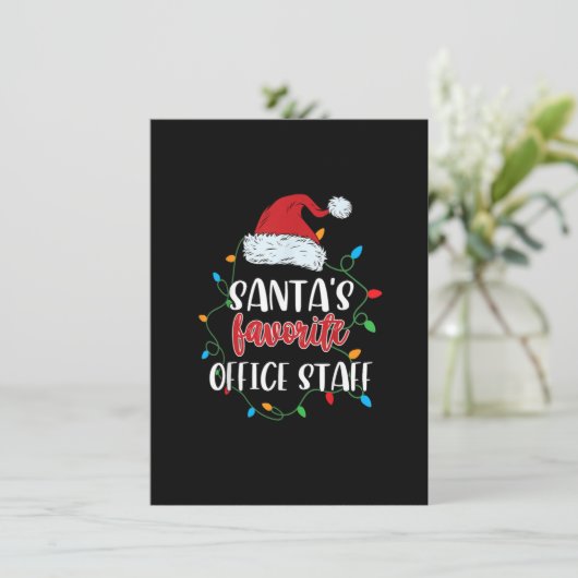 サンタのお気に入りのオフィス職員クリスマスライトおもしろい 招待状 (スタンド正面)