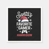 サンタのお気に入りのゲーマー - パーソナライズされたゲーミングクリスマス スタンダードカクテルナプキン (正面)