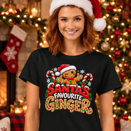 サンタのお気に入りのジンジャー - 楽しいクリスマスのジンジャーのデザイン Tシャツ