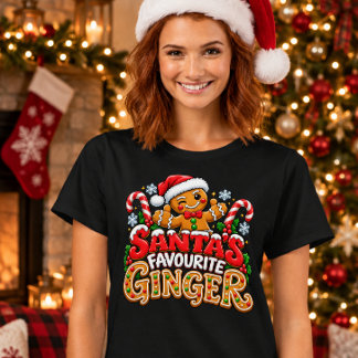 サンタのお気に入りのジンジャー - 楽しいクリスマスのジンジャーのデザイン Tシャツ